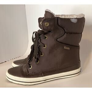 Keds Women’s 8.5 High Top Fleece Sherpa Lined Brown Lace Up Sneaker Boot